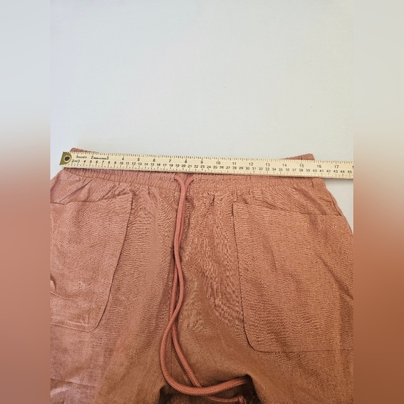 Rae Mode- Women's Casual Apricot Shorts L With Strings 55%Linen45%Rayon. - Picture 3 of 6